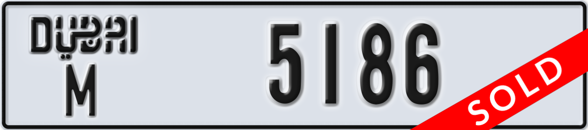 dubai License Plate Number 5186 Code M