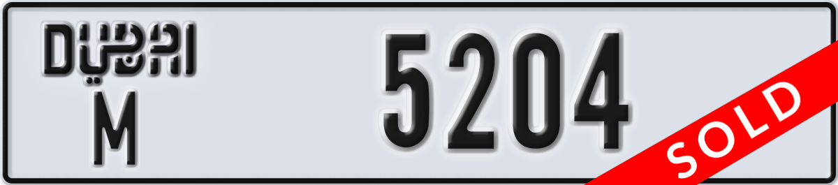 dubai License Plate Number 5204 Code M