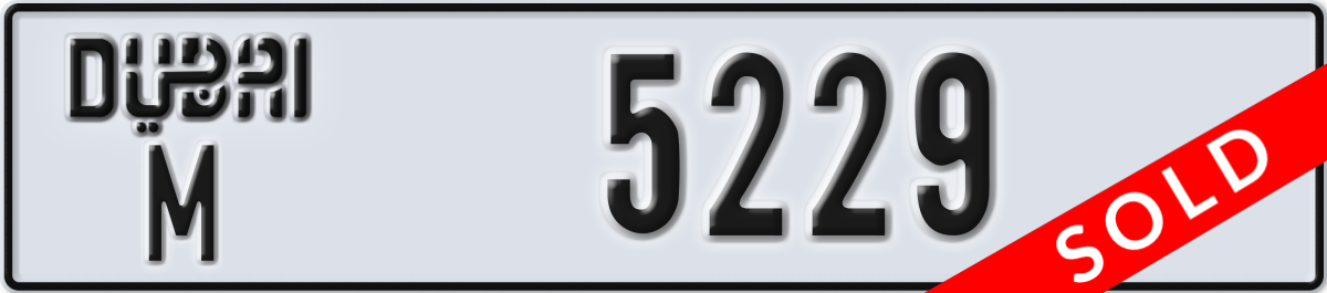 dubai License Plate Number 5229 Code M