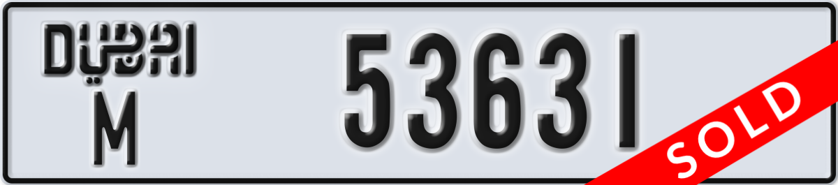 dubai License Plate Number 53631 Code M