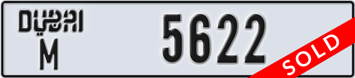 dubai License Plate Number 5622 Code M