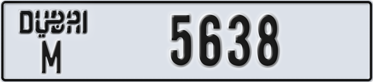 dubai License Plate Number 5638 Code M