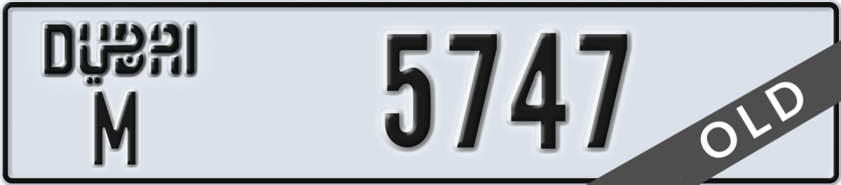 dubai License Plate Number 5747 Code M