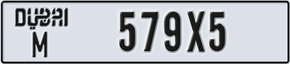 dubai License Plate Number 579X5 Code M