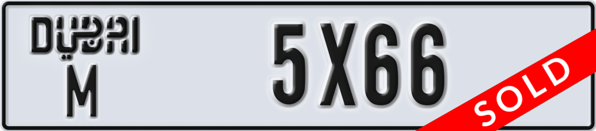 dubai License Plate Number 5X66 Code M