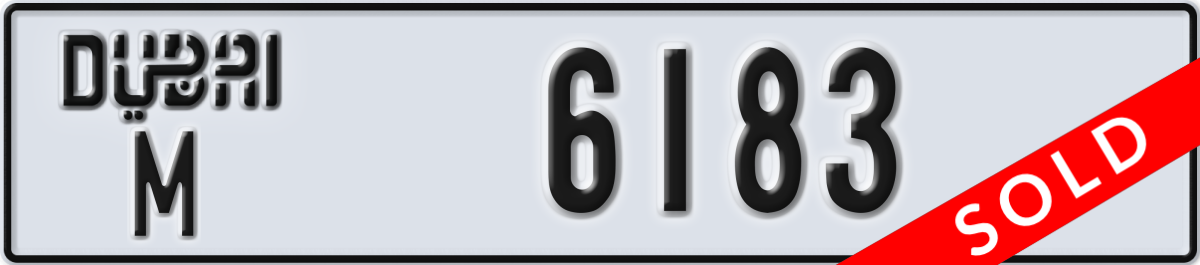 dubai License Plate Number 6183 Code M