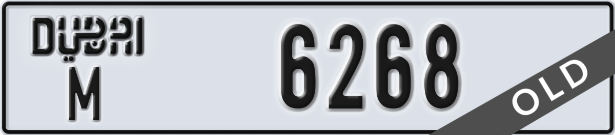 dubai License Plate Number 6268 Code M