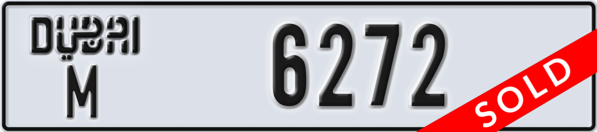 dubai License Plate Number 6272 Code M