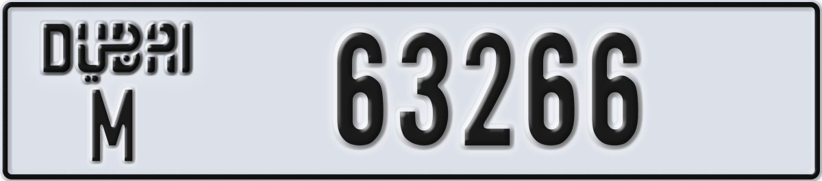 dubai License Plate Number 63266 Code M