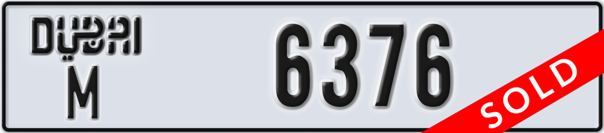 dubai License Plate Number 6376 Code M