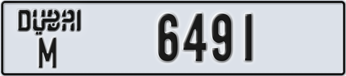 dubai License Plate Number 6491 Code M