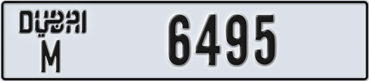 dubai License Plate Number 6495 Code M
