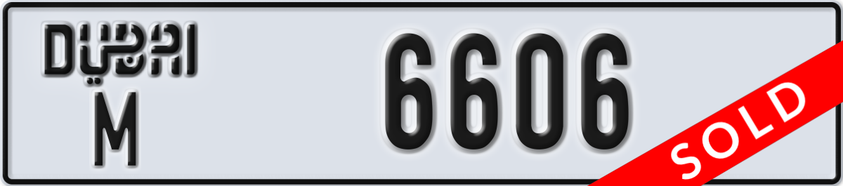 dubai License Plate Number 6606 Code M