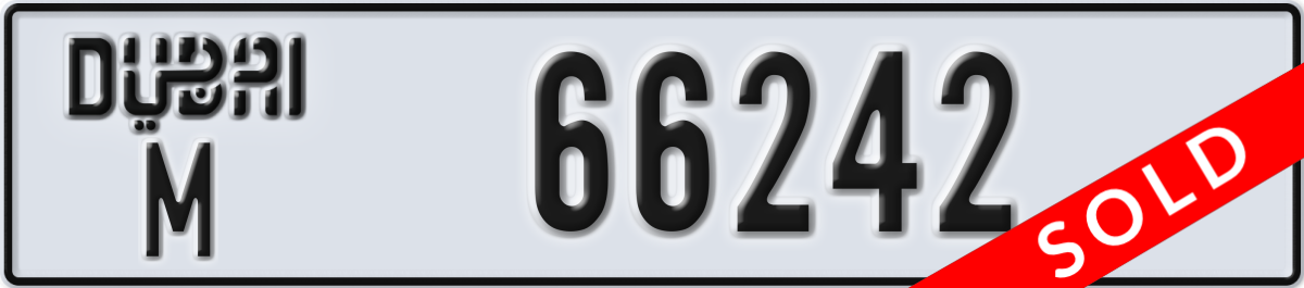 dubai License Plate Number 66242 Code M