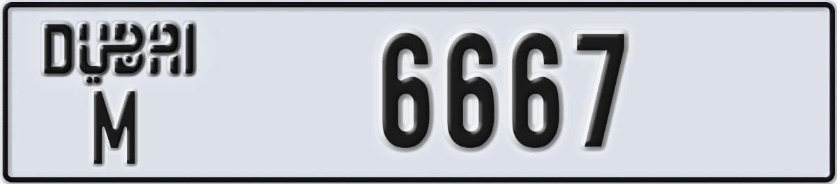 dubai License Plate Number 6667 Code M