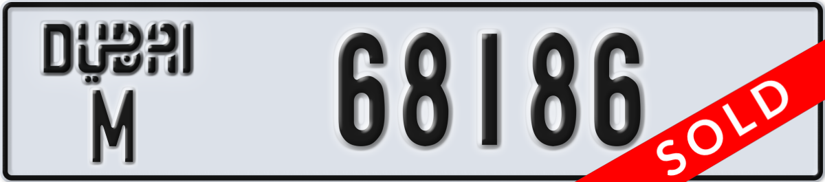dubai License Plate Number 68186 Code M
