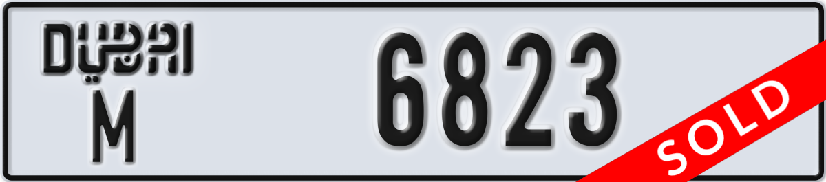 dubai License Plate Number 6823 Code M