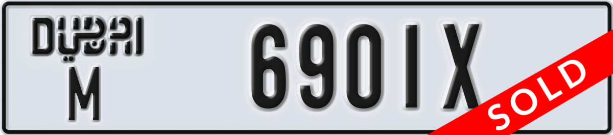 dubai License Plate Number 6901X Code M