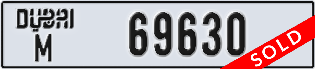 dubai License Plate Number 69630 Code M