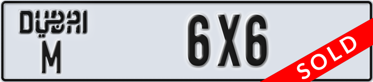 dubai License Plate Number 6X6 Code M