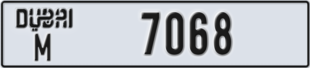 dubai License Plate Number 7068 Code M