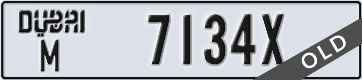 dubai License Plate Number 7134X Code M