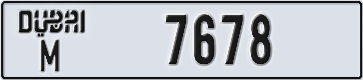 dubai License Plate Number 7678 Code M