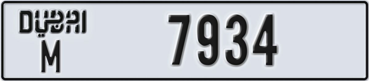 dubai License Plate Number 7934 Code M