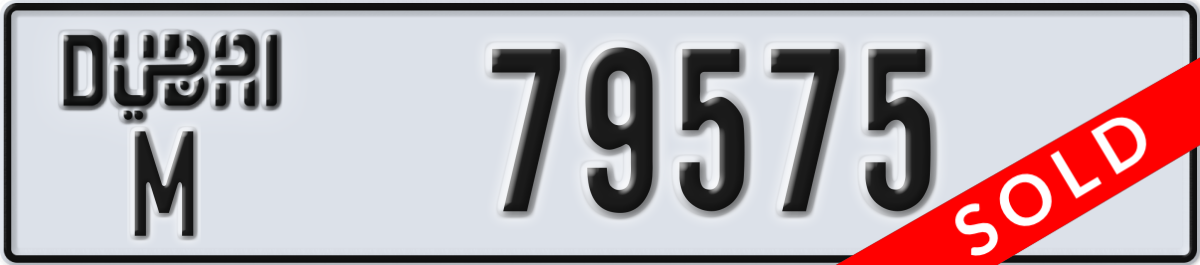 dubai License Plate Number 79575 Code M