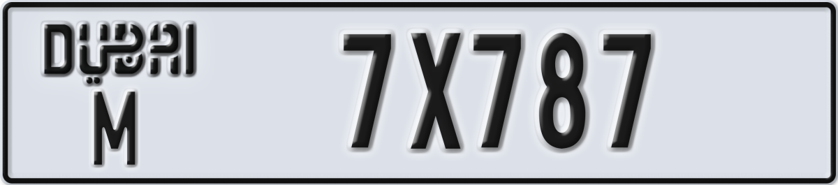 dubai License Plate Number 7X787 Code M
