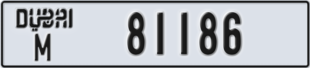 dubai License Plate Number 81186 Code M