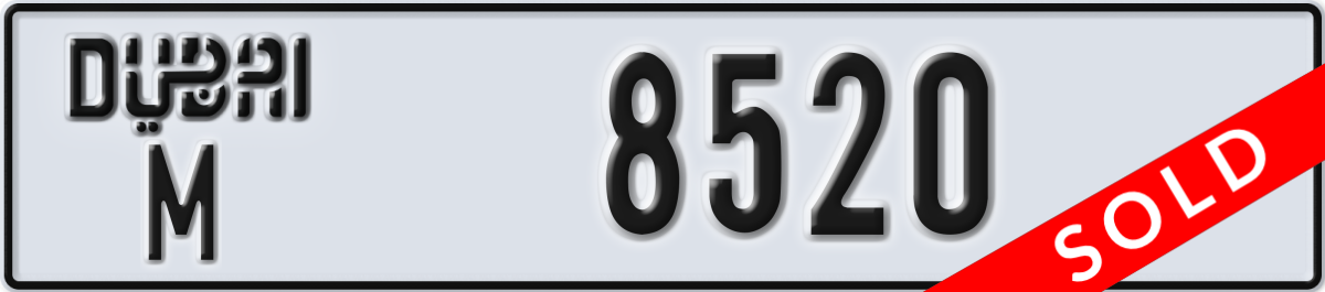 dubai License Plate Number 8520 Code M