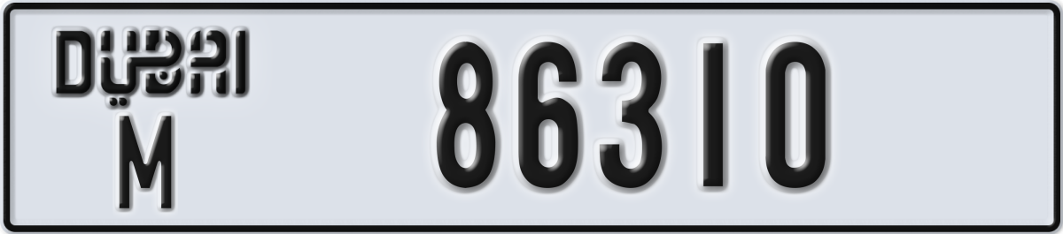 dubai License Plate Number 86310 Code M