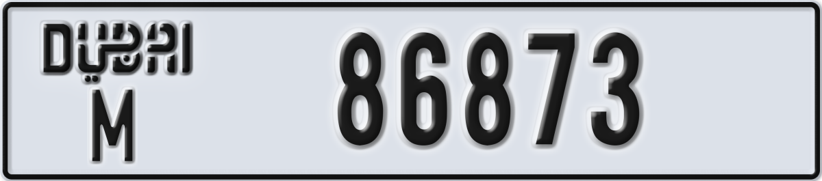 dubai License Plate Number 86873 Code M