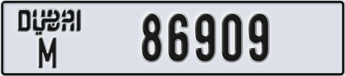 dubai License Plate Number 86909 Code M