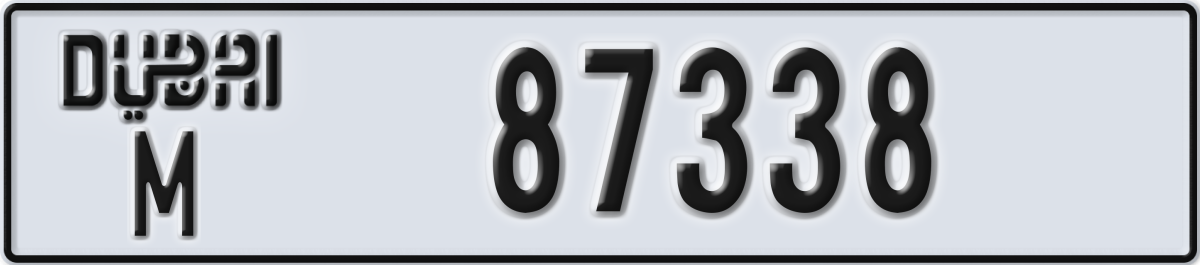 dubai License Plate Number 87338 Code M