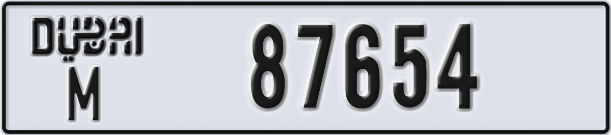 dubai License Plate Number 87654 Code M