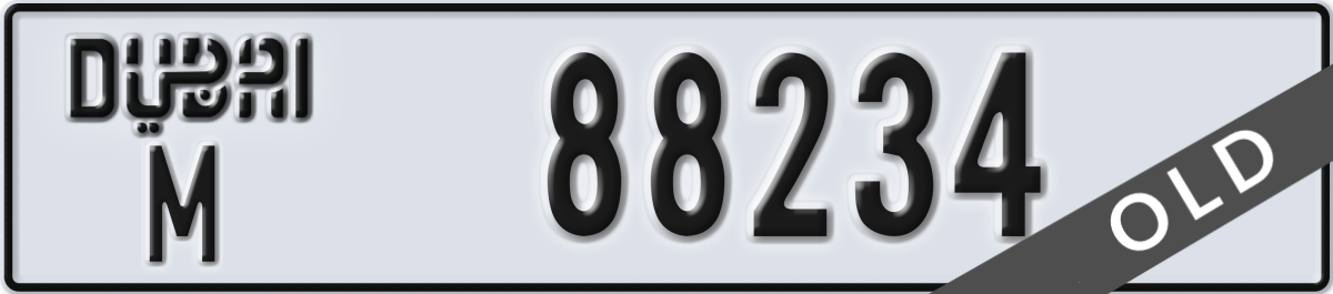 dubai License Plate Number 88234 Code M