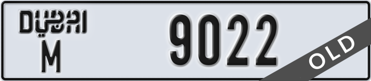 dubai License Plate Number 9022 Code M