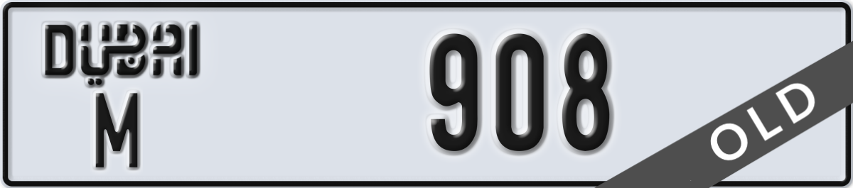 dubai License Plate Number 908 Code M