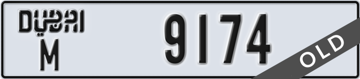 dubai License Plate Number 9174 Code M
