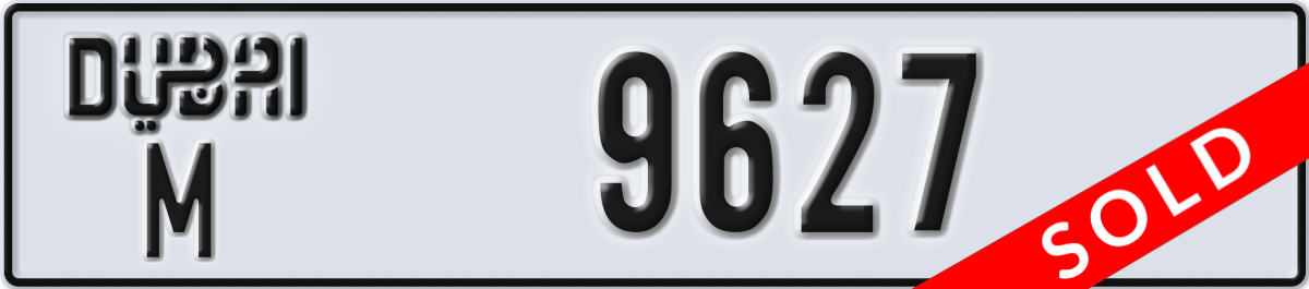 dubai License Plate Number 9627 Code M