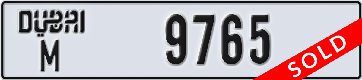 dubai License Plate Number 9765 Code M