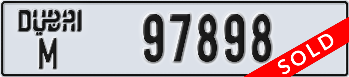 dubai License Plate Number 97898 Code M