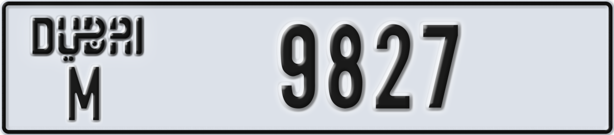 dubai License Plate Number 9827 Code M