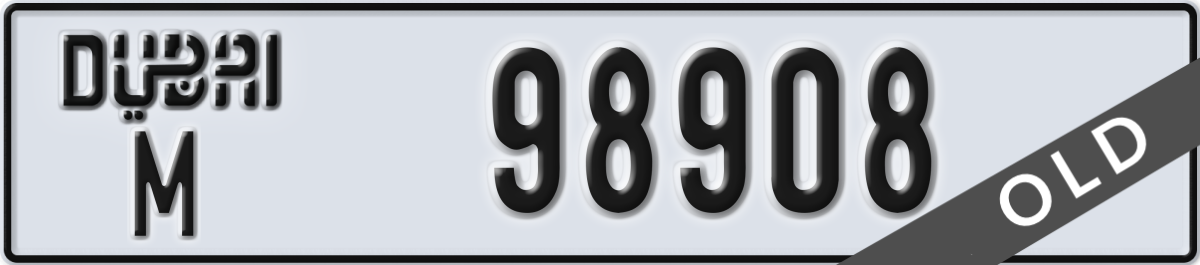dubai License Plate Number 98908 Code M