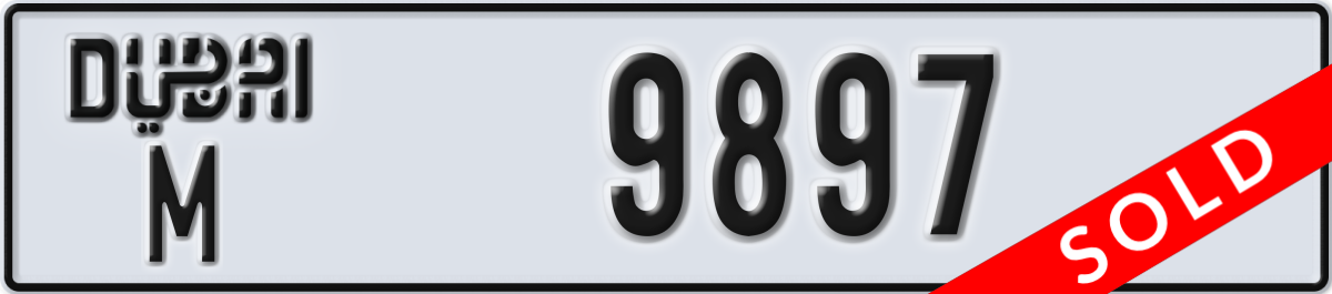dubai License Plate Number 9897 Code M