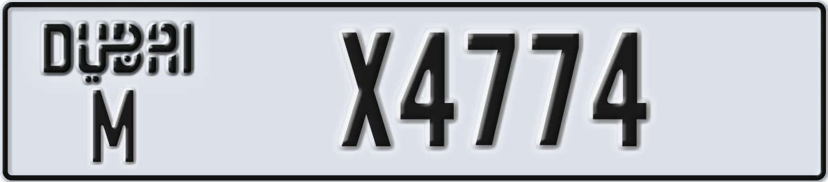 dubai License Plate Number X4774 Code M