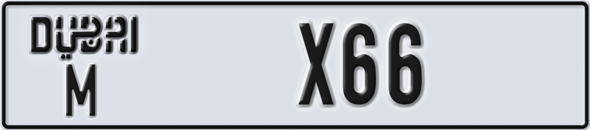 dubai License Plate Number X66 Code M