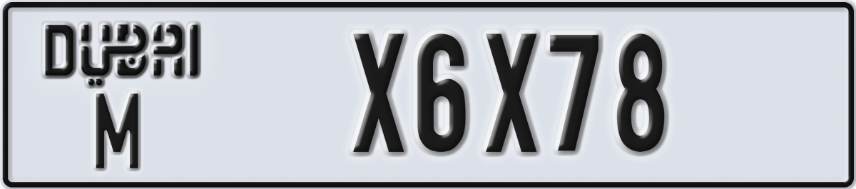 dubai License Plate Number X6X78 Code M